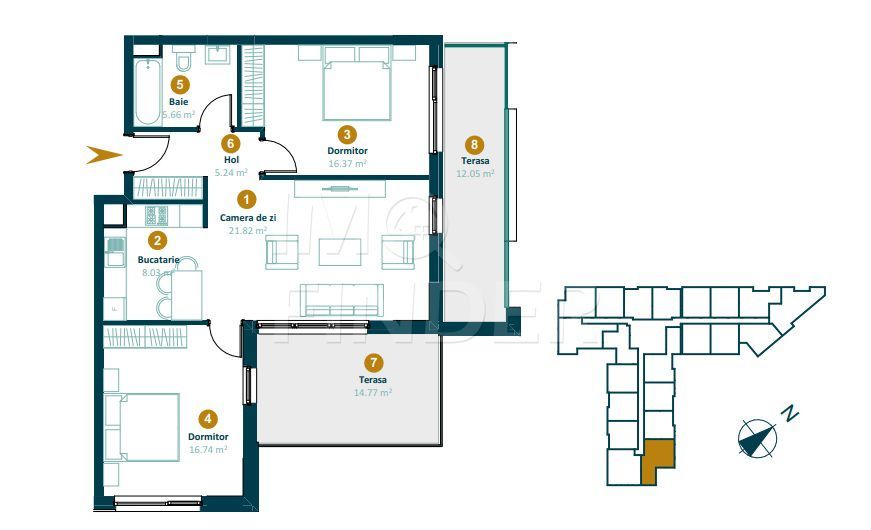 Vanzare apartamente 3 camere, Marasti, imobil nou - Poză 2