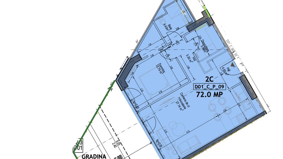 Apartament 2 camere cu gradina si view lac - One Lake District - Schiță 3
