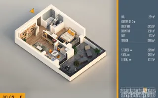 Apartament 2 camere + living open space cu terasă – Pallady - Schiță 11