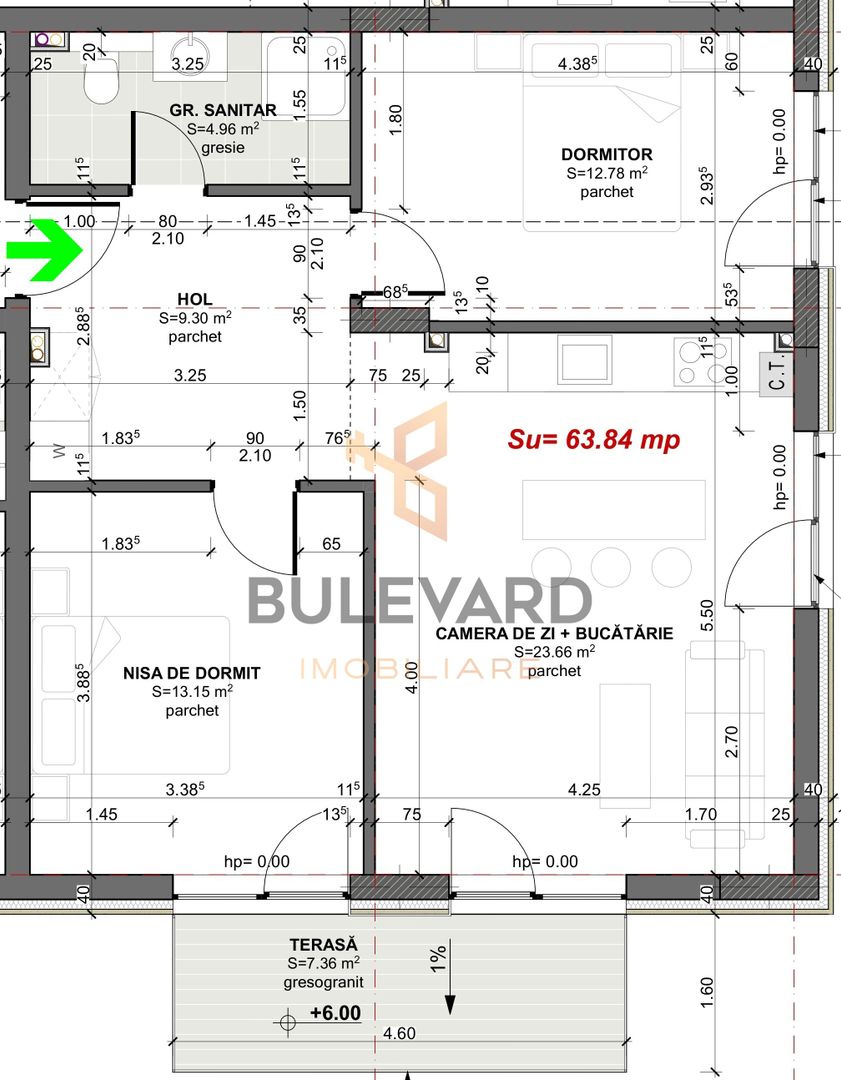 Comision 0. Apartament 3 camere, bloc nou in Apahida! - Schiță 4