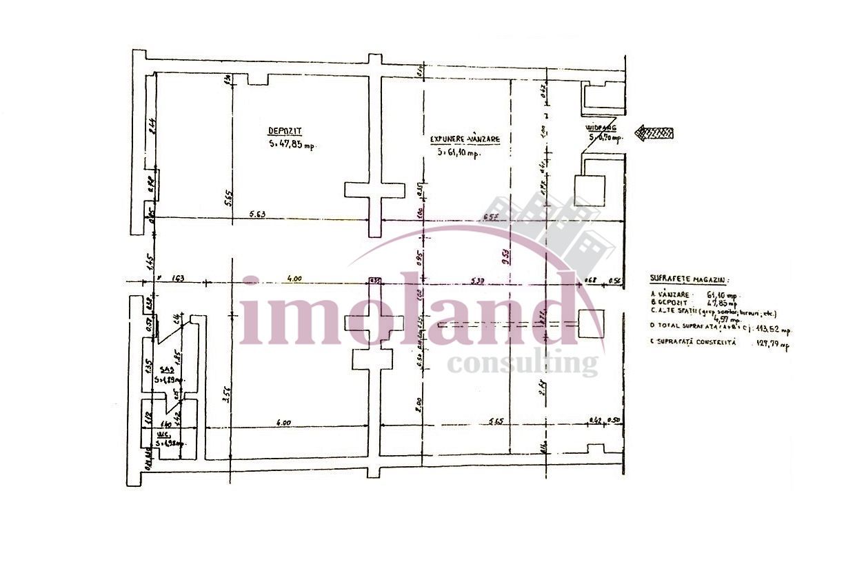 Spatiu comercial - 114 mp - inchiriere - Stefan cel Mare - Lizeanu - Schiță 2