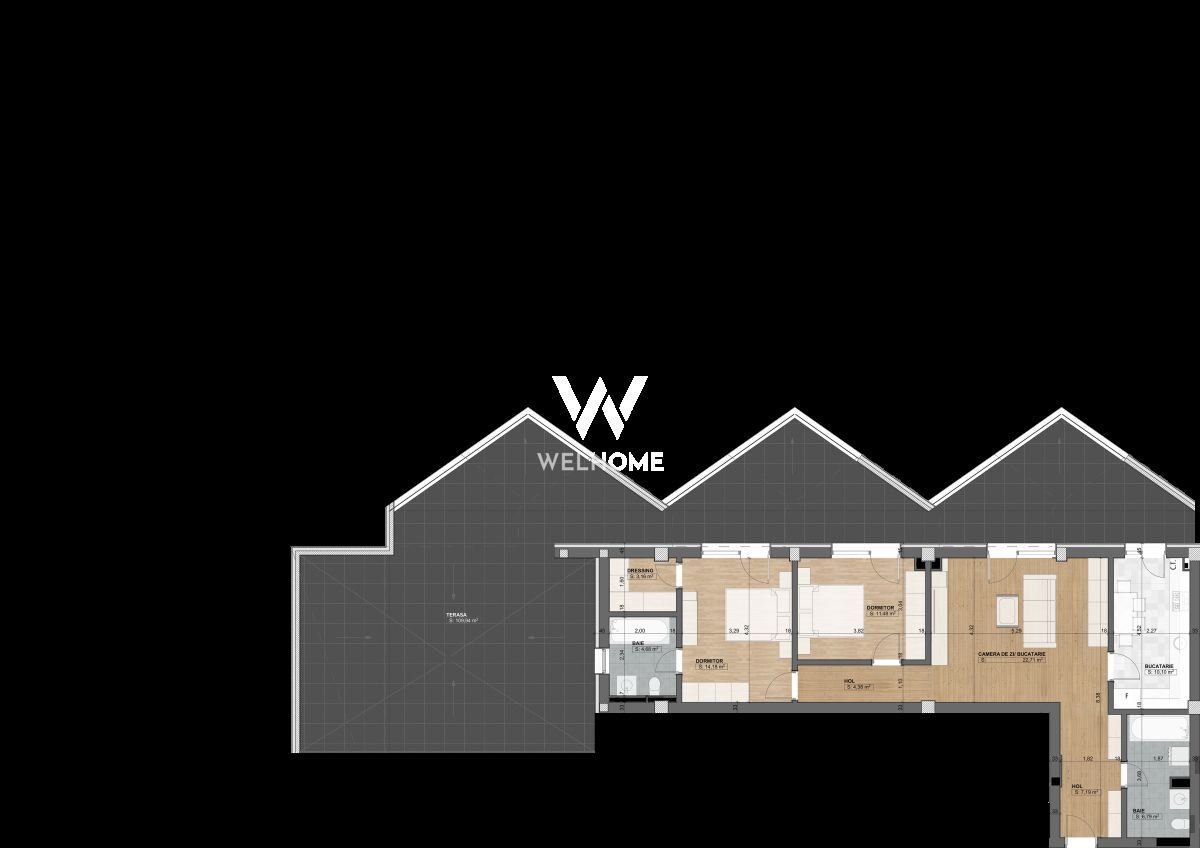 Apartament 3 camere, 2 bai, terase - NOU - Schiță 20