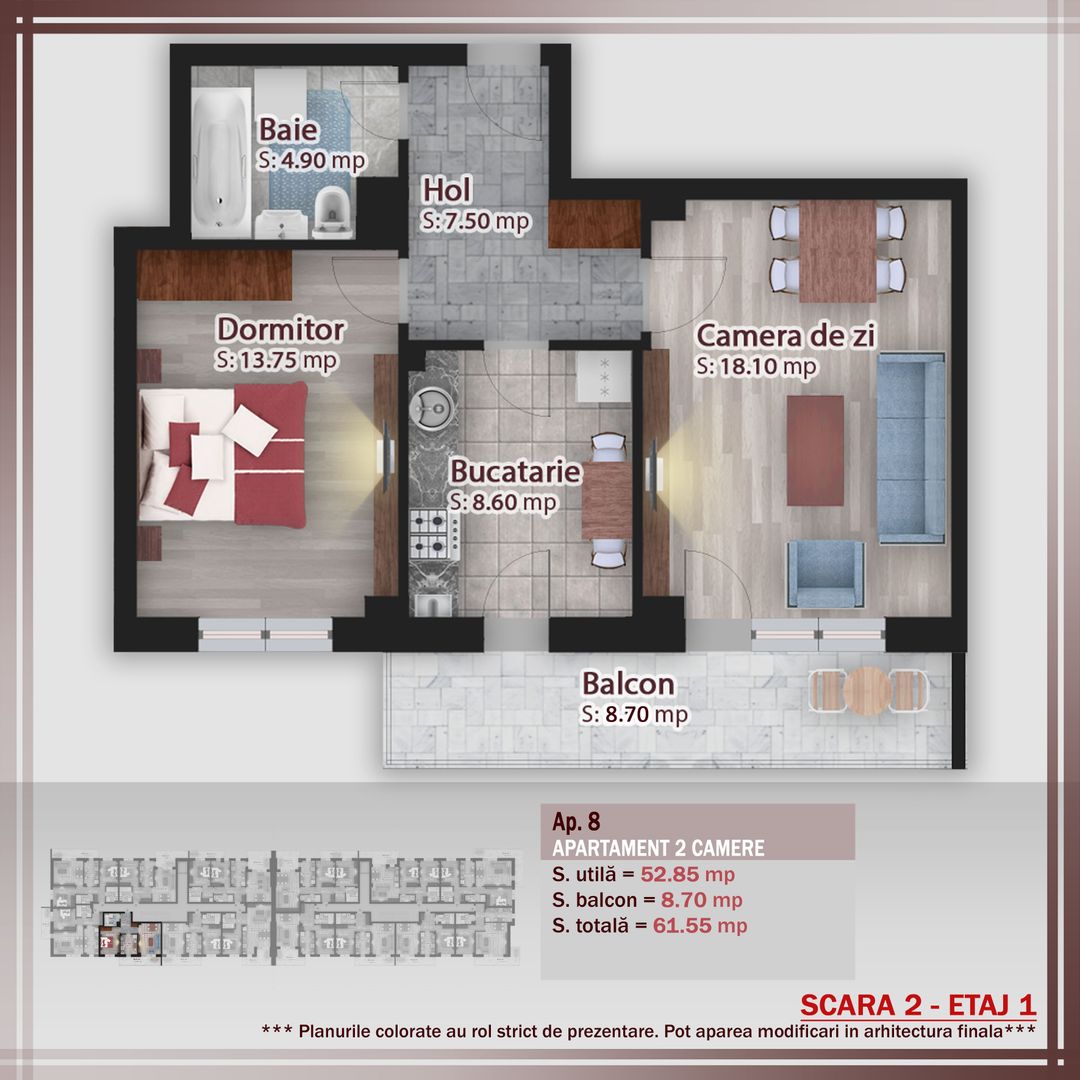 2 camere decomandat -oferta lansare proiect Pallady - Schiță 10