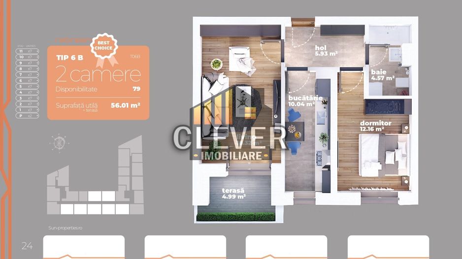 Apartament 2 camere finalizat Titan Auchan - Direct Dezvoltator - Schiță 18