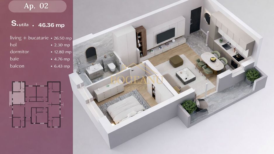 BG144-Apartament 2 camere bloc nou - Etaj 1– Giroc | Terasă | Parcare - Poză 4