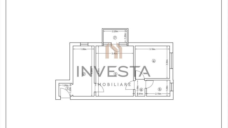 Apartament 2 camere Grigorescu 41 mp, etaj 1 - Schiță 5