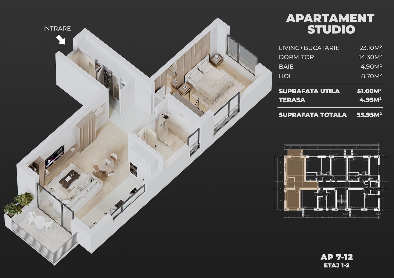 2cam.studio dec.+parcare/central Popesti-Leordeni - Poză 1