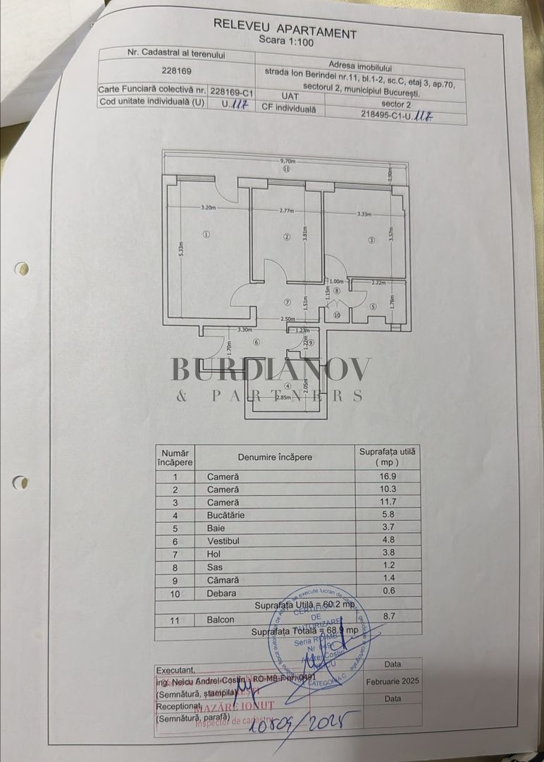 Apartament 3 camere strada Ion Berindei 11 decomandat - Schiță 9