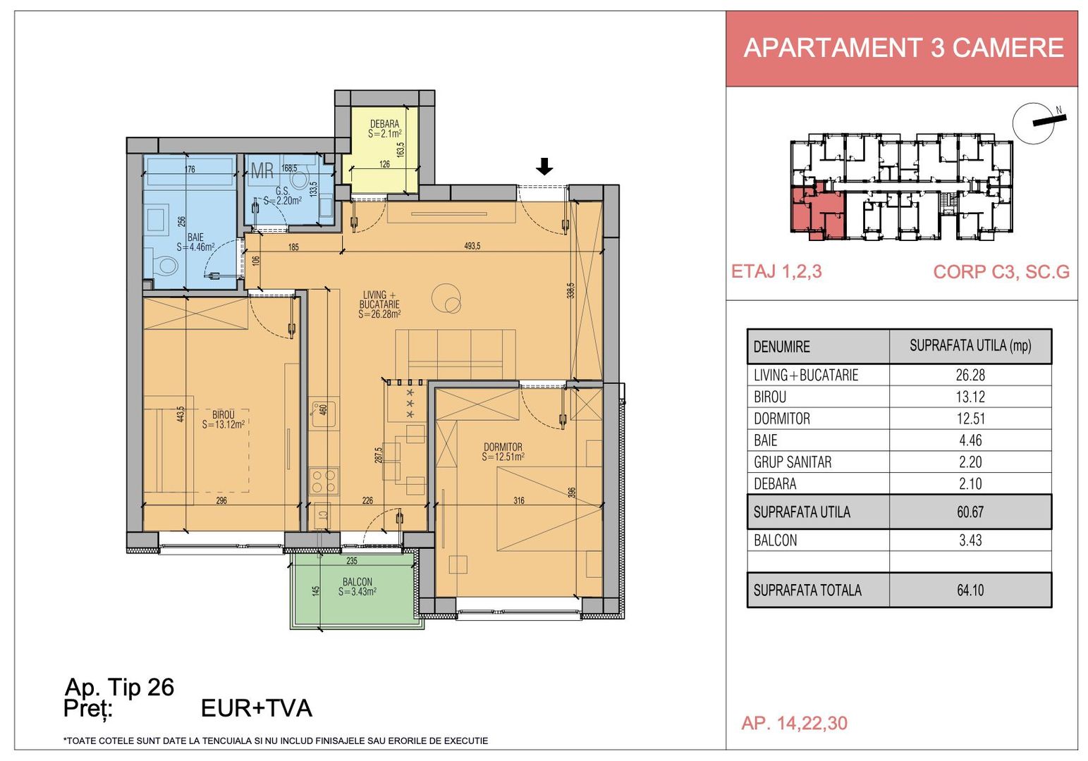 Apartament 3 camere, 2 bai, cel mai bun pret din piata - Poză 8