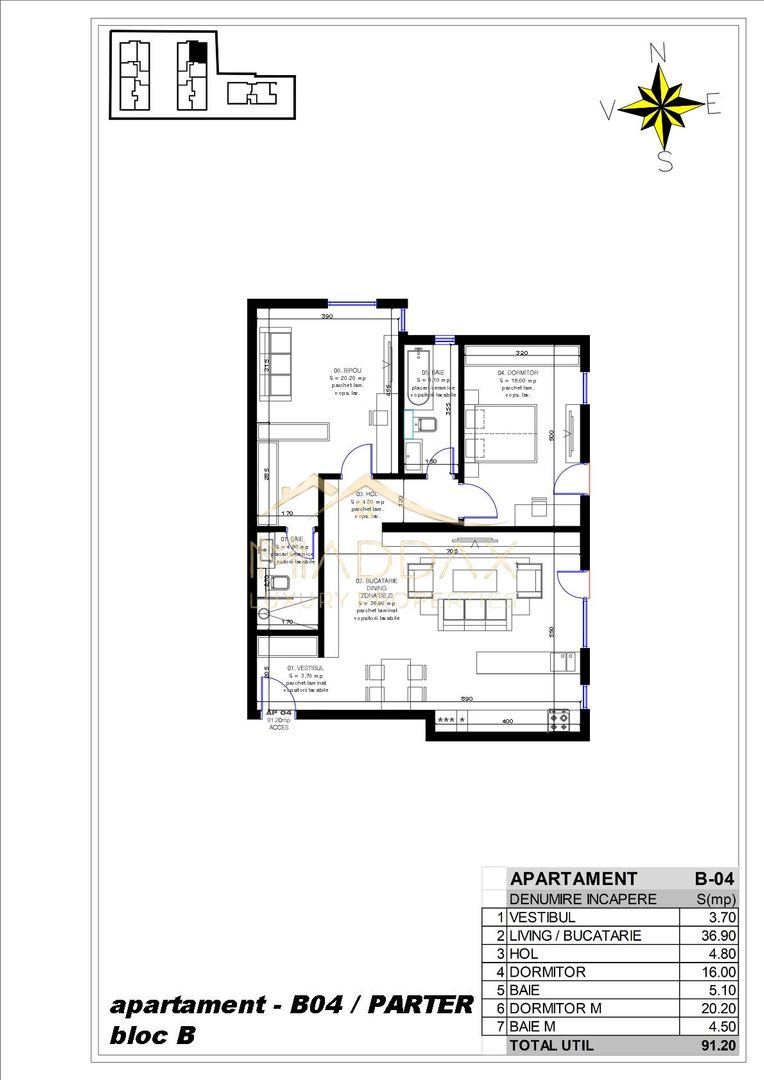 Apartament 3 camere / 91.20 mp / Pipera - Schiță 13