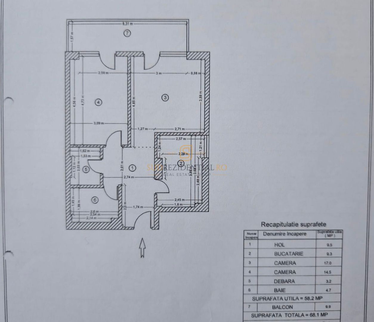 Apartament 2 camere | 68 mp | Aparatorii Patriei | Constructie noua - Schiță 8