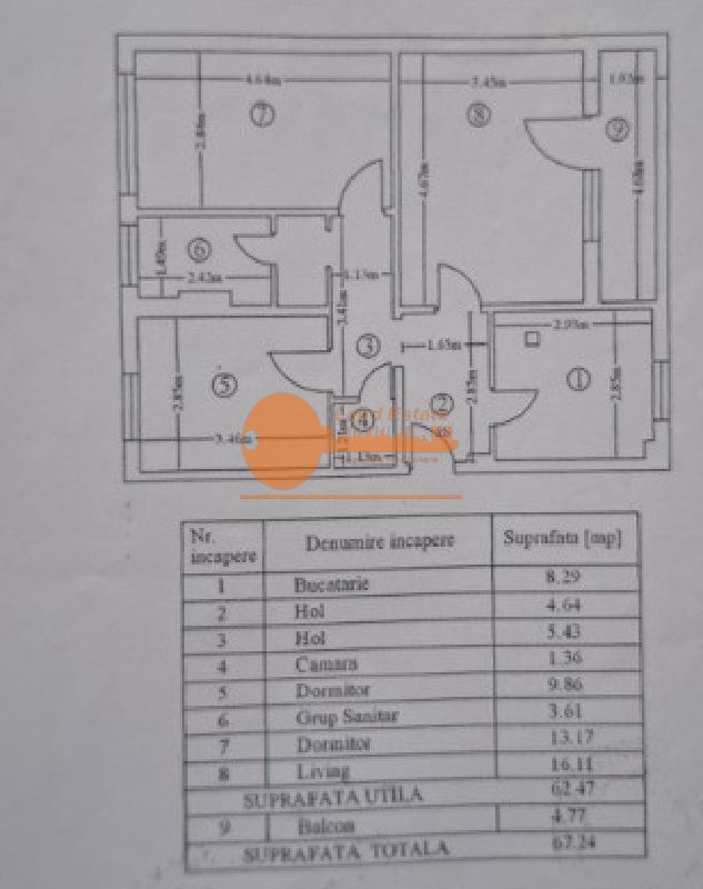 Apartament 3 camere decomandat – Nicolae Grigorescu Zonă verde - Schiță 4