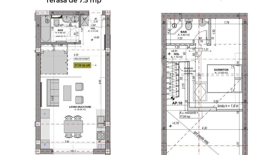Penthouse 2 camere, 2 bai, 55.54 mp, intabulat (C&A-54N-Mi-ap.11) - Poză 2