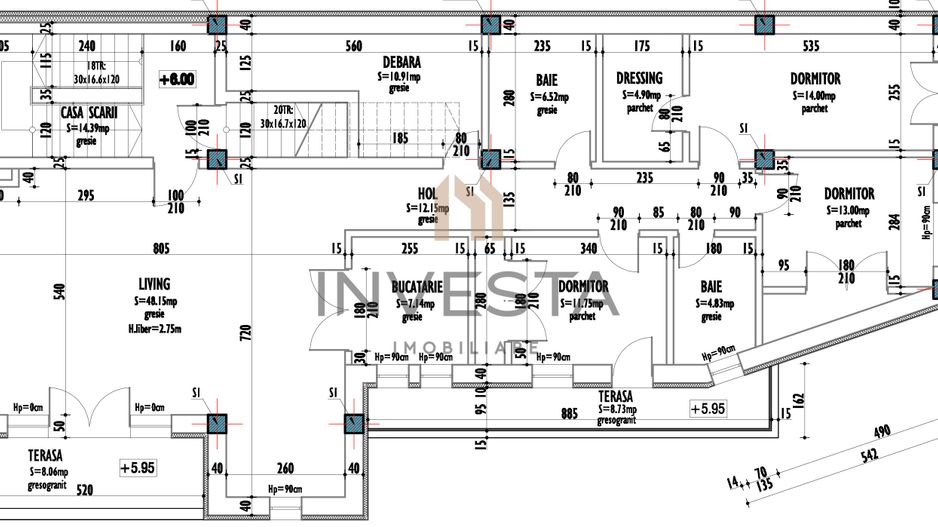 Apartament 4 camere, 148 mp, 2 garaje, Zorilor, zona Ciresilor - Schiță 11