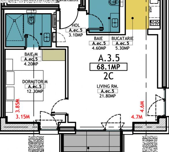 Stațiunea Mamaia - Vânzare apartament cu 2 camere, 2 bai si terasa. - Poză 18