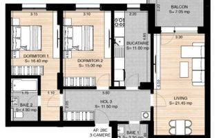 3 camere Pipera Rond OMV I 91 mp I Pret 236500 TVA Inclus - Poză 2