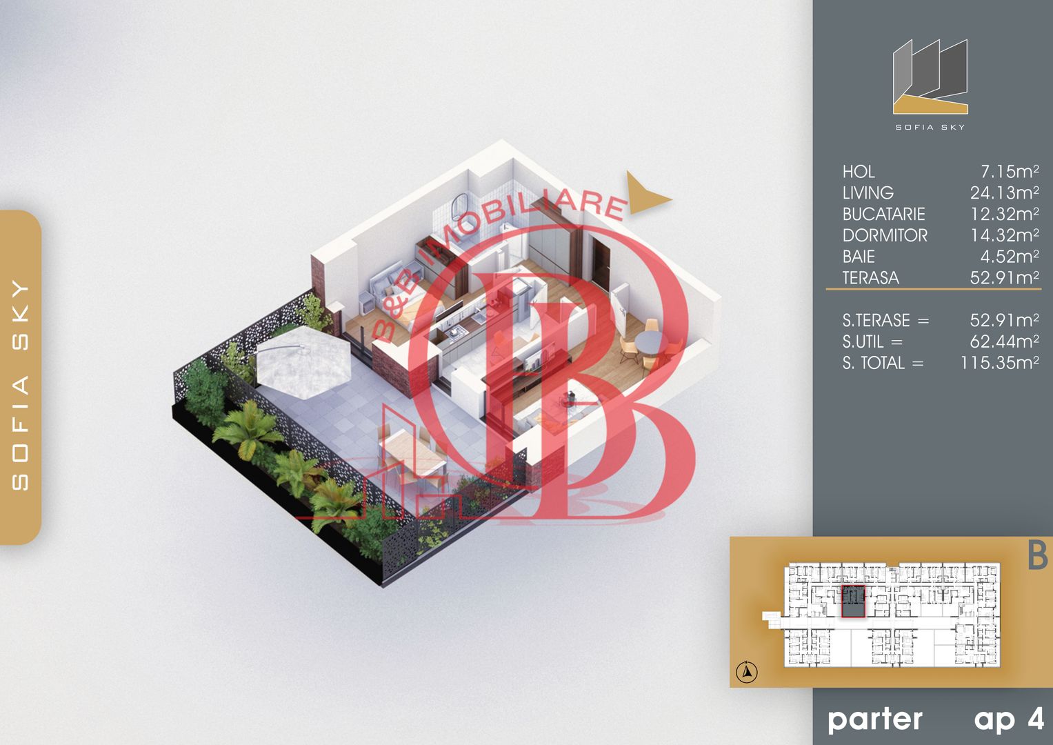 Bloc Finalizat Apartament 2 camere cu Terasa 7min Metrou - Schiță 5