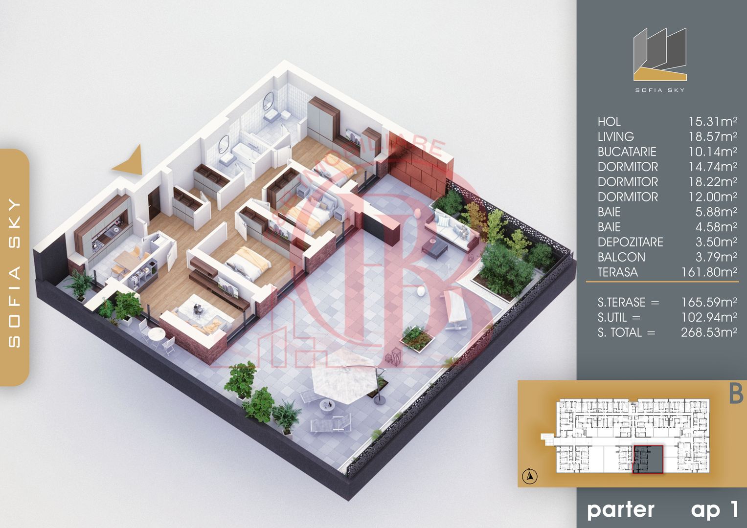 Th. Pallady 4 camere cu terasa 162mp Finalizat Parcare Bonus - Schiță 2