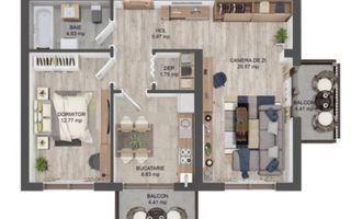 Apartament cu 2 cam-56 mp, pe Brana- Finisat la cheie + loc de parcare - Poză 3