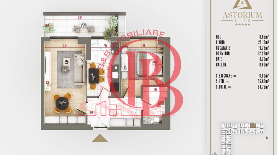 2 camere  proiect premium titan pallady - Schiță 5