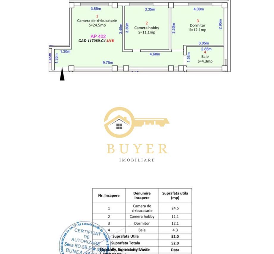 Apartament cu 3 camere pe Octavian Goga, Selimbar- parter inalt - Poză 3