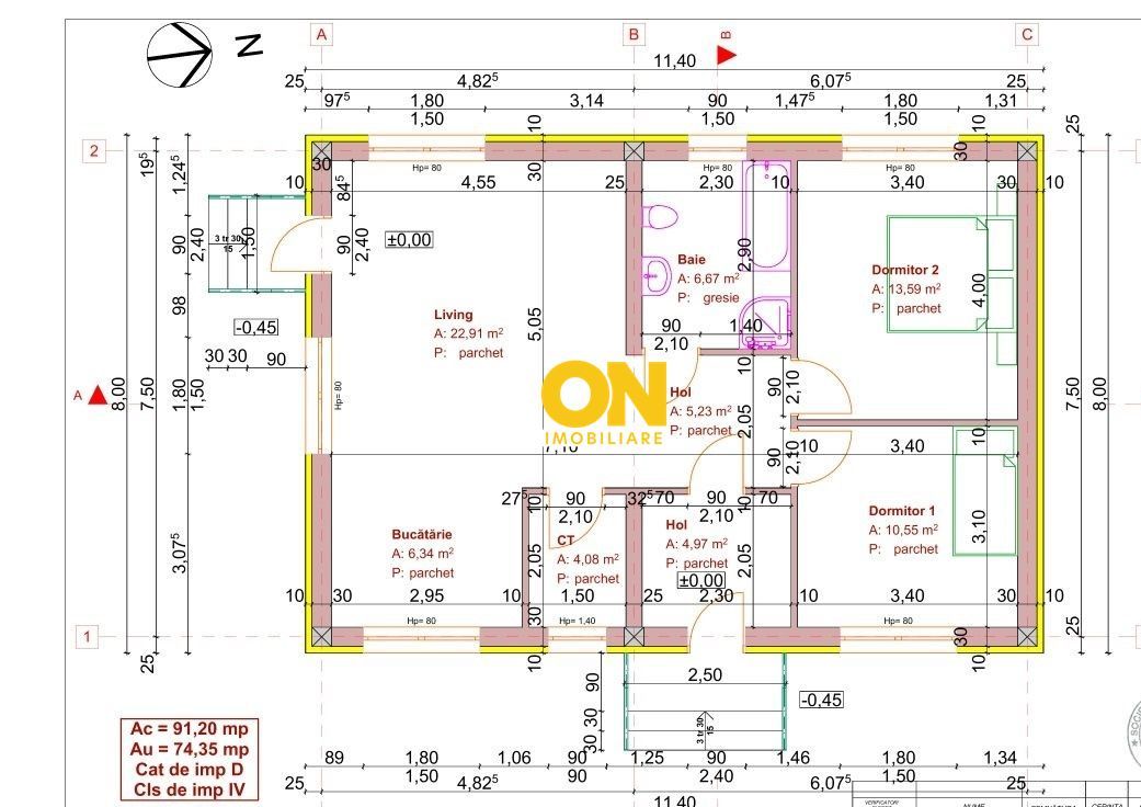 Casa 3 camere, mobilata, utilata, 448 mp teren, Partos - Schiță 17