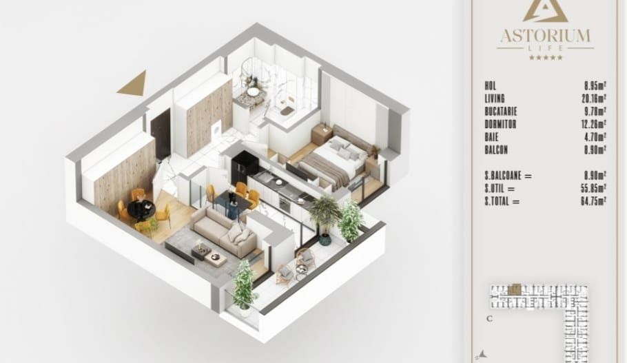AP. 2CAM. DECOMANDAT - ETAJ 1,POZITIONAT PE EST / ASTORIUM LIFE! - Poză 5