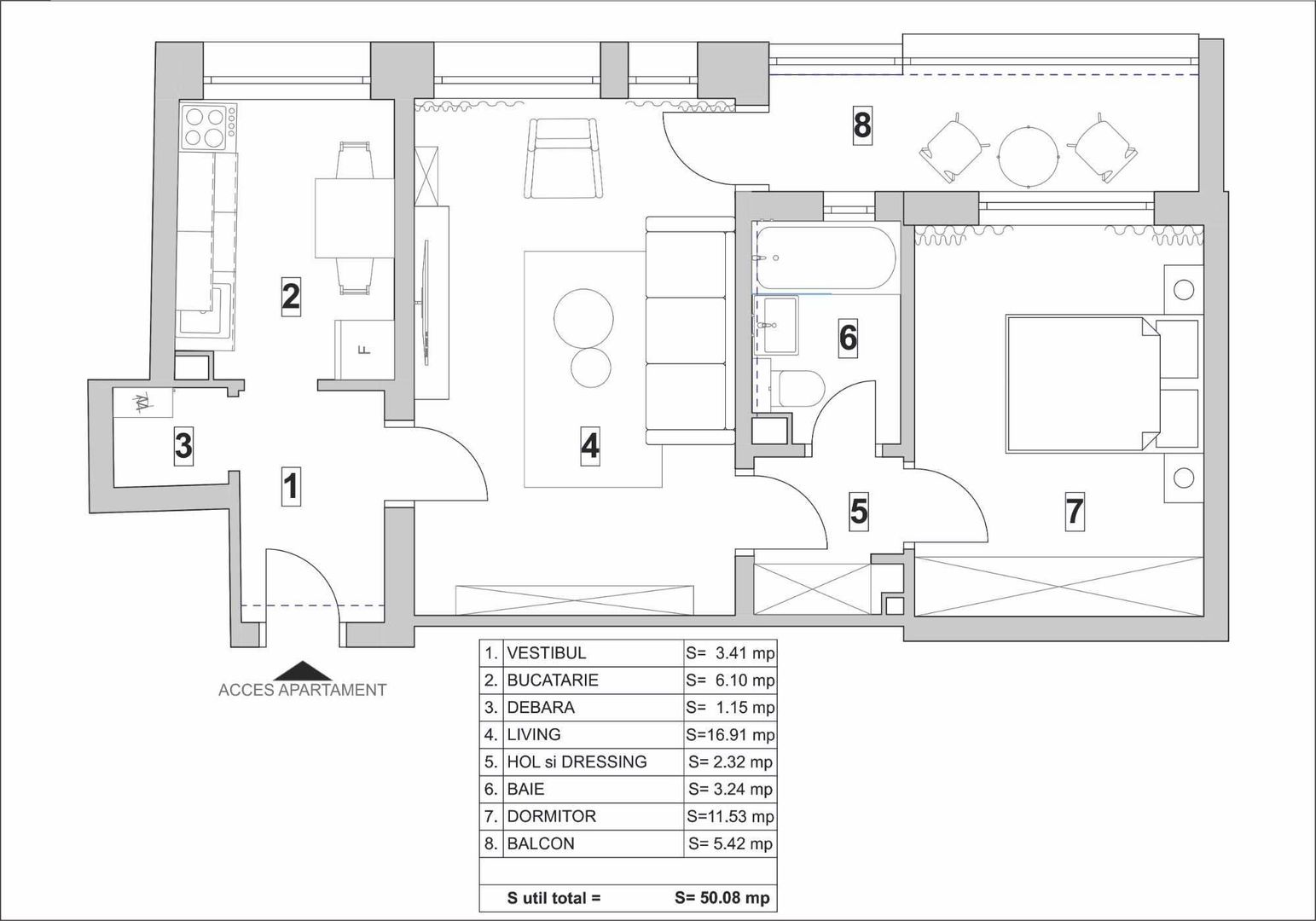 Apartament 2 Camere Renovat Lux Militari Veteranilor - Schiță 8