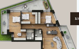 Terase amenajate cu plante! 4 camere lux , vedere piscina 142 mp utili - Poză 6