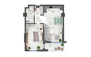 Apartament cu 2 camere | Noua | 68 mp Utili - Poză 4