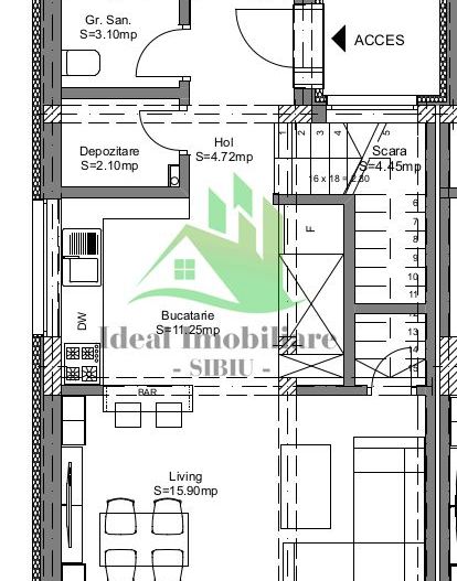 Casa Triplex cu 3 camere, Mobilat-Utilat, in Selimbar - Schiță 15