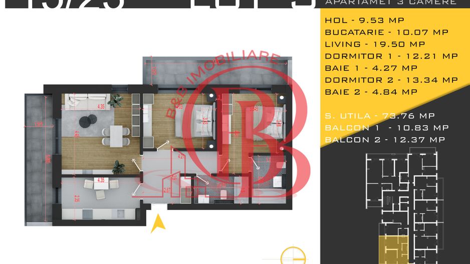 3 camere decomandat Titan Pallady  Metrou Nicolae Teclu - Schiță 11