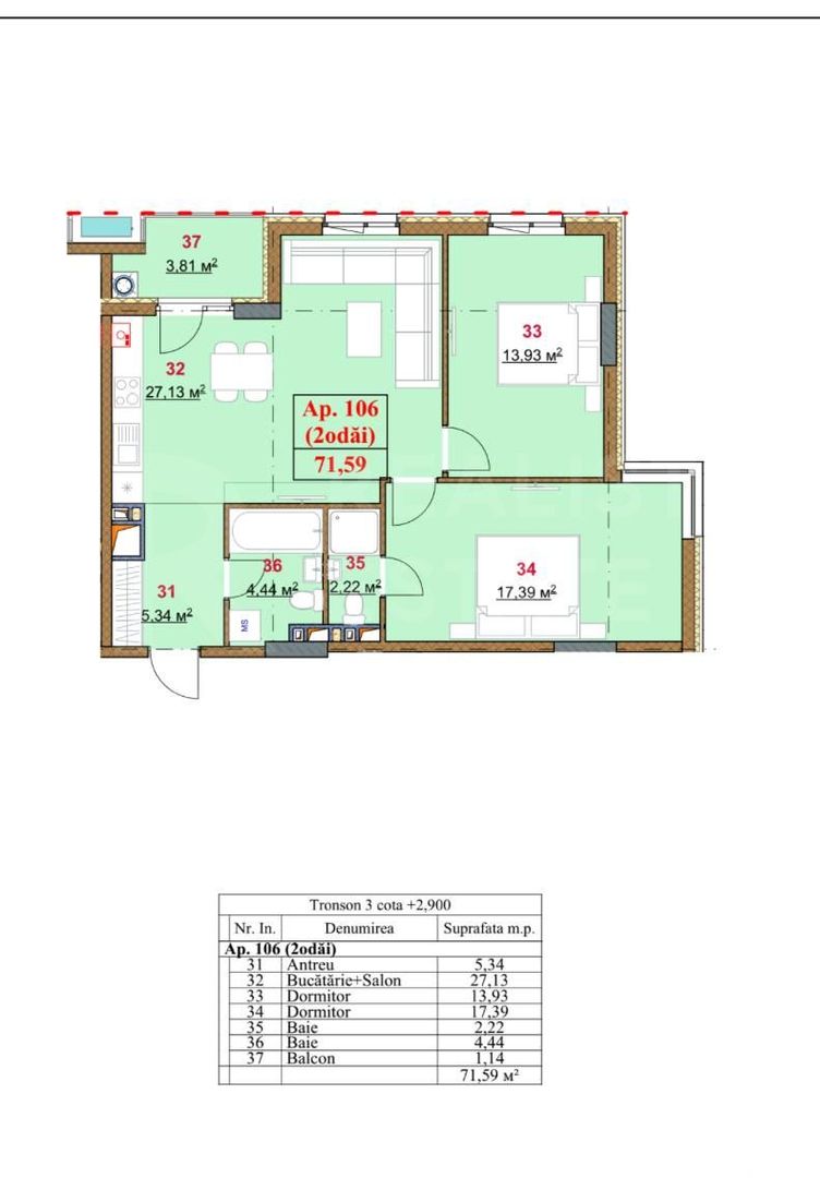 Apartament cu 2 dormitoare + living | Solomon Durlești Residence - Poză 5