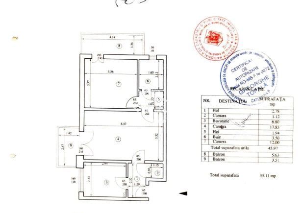Apartament 2 camere mobilat/utilat in apropiere de metrou Titan - Liviu Rebreanu - Schiță 19