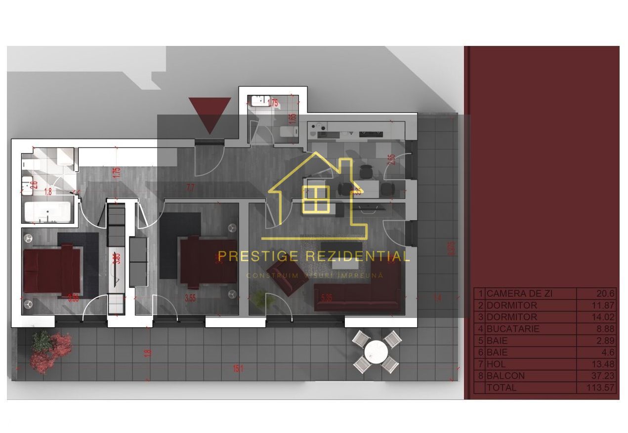 Apartament 3 camere,Finalizat, Titan-Liviu Rebreanu! - Schiță 2
