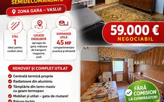 Apartament cu 2 camere, etaj 1, mobilat și utilat, VASLUI - zona GARĂ; - Poză 1