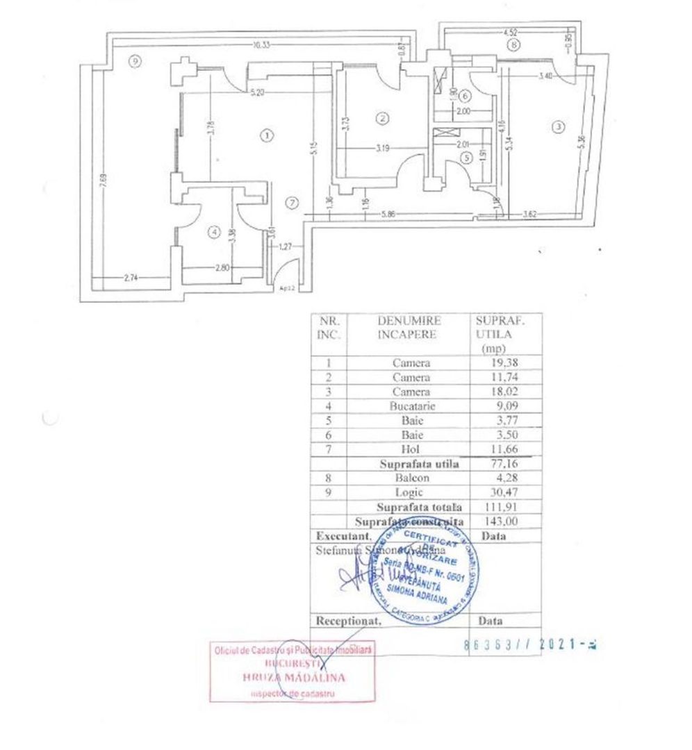 3 camere | Eminescu | Dacia | Ardeleni | Terasa | Toamnei - Schiță 24