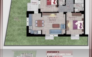 3 Cam-Gradina proprie 55mp,Bloc Boutique,Metrou Teclu-,1/2 Parcare - Poză 3