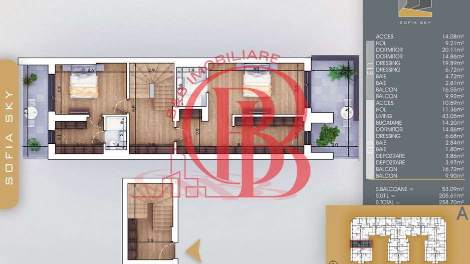 Apartament 4 camere Vedere Panoramica Mutare Rapida - Schiță 4