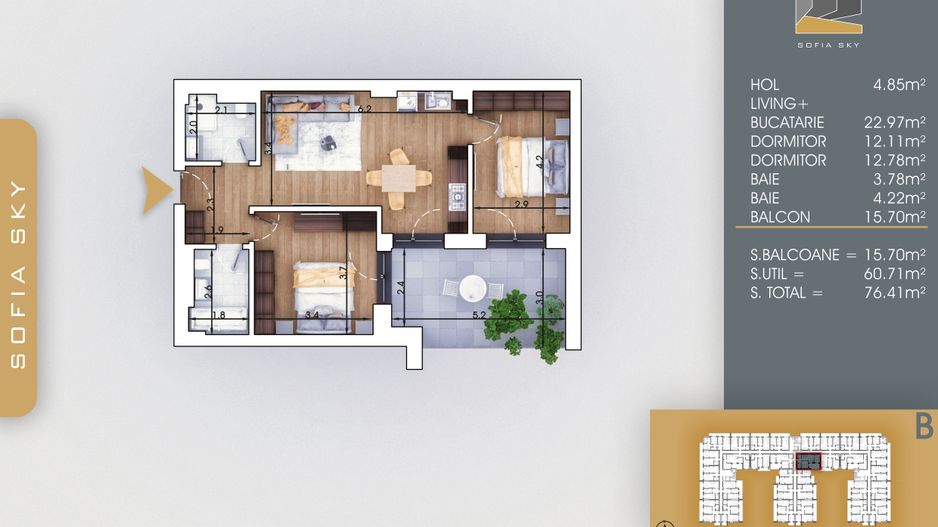 Apartament 3 camere  Titan Pallady  7 min Metrou Nicolae Teclu - Schiță 7