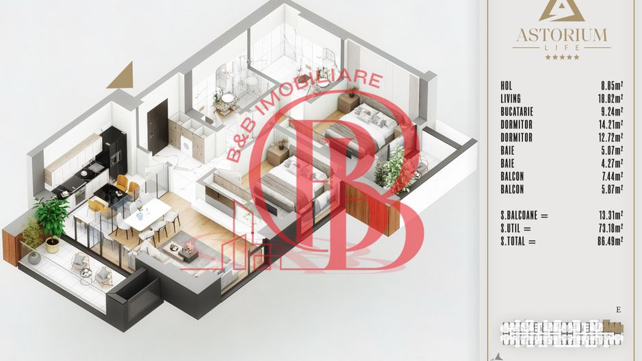 3 camere  CU 2 BALCOANE - Schiță 9