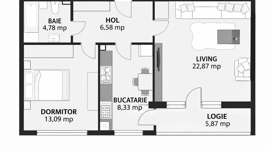 Apartament 2 Camere, 1 Decembrie 1918, Bloc 2020, Parcare, Etaj 2/3 - Poză 8