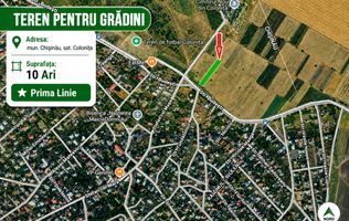 TEREN PENTRU GRĂDINI – 10 ARI | COLONIȚA, MUN. CHIȘINĂU | PRIMA LINIE
