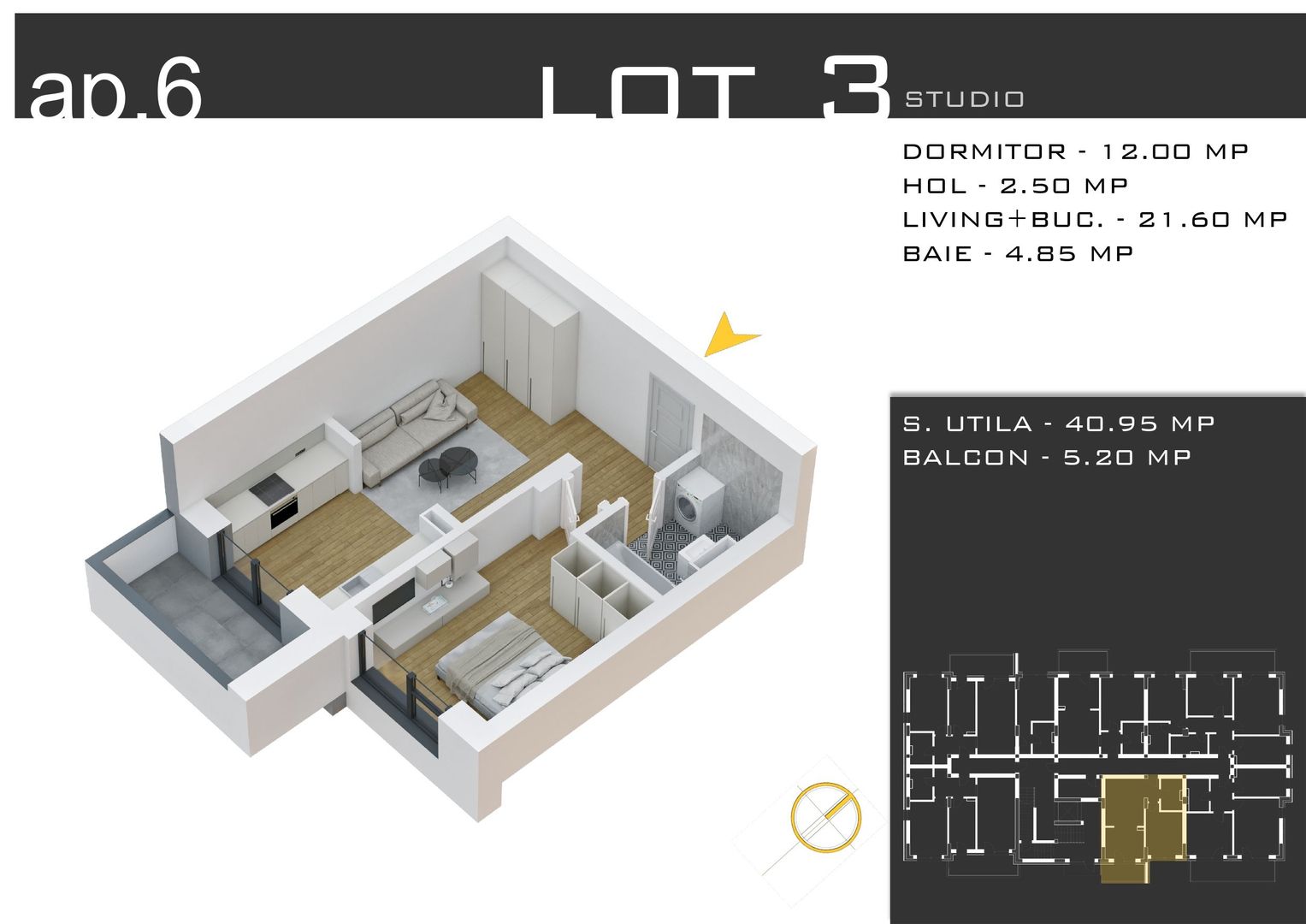 2 camere  -parcare inclusa -proiect nou -Pallady - Schiță 11