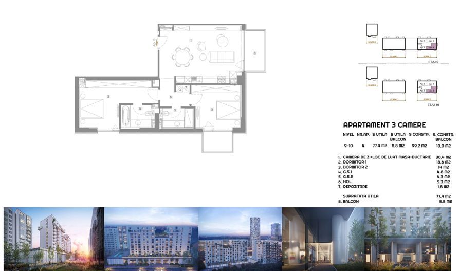 Apartament superb 3 camere I Aviatiei Tower Faza II I Vedere libera - Poză 3