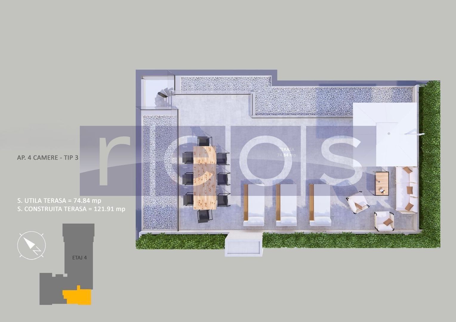 VANZARE APARTAMENT LA CHEIE | 4 CAMERE | 107MP | TERASA 75 MP| PARCARE - Schiță 16