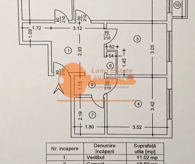 Apartament 3 camere 1 Decembrie 1918 68 mp centrală proprie - Schiță 9
