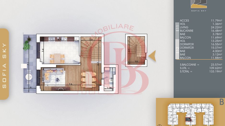 Apartament 3 camere-Duplex Bloc Finalizat Theodor Pallady - Schiță 4