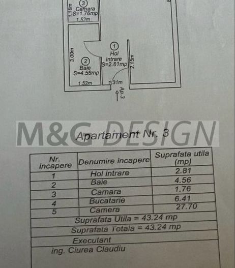 Apartament  1 camera zona Elisabetin - Schiță 8