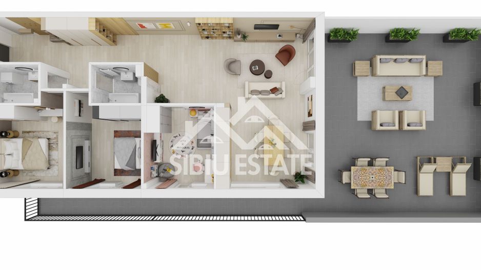 Penthouse Sibiu 4 camere, 2 bai terasa mare vedere panoramica - Poză 6